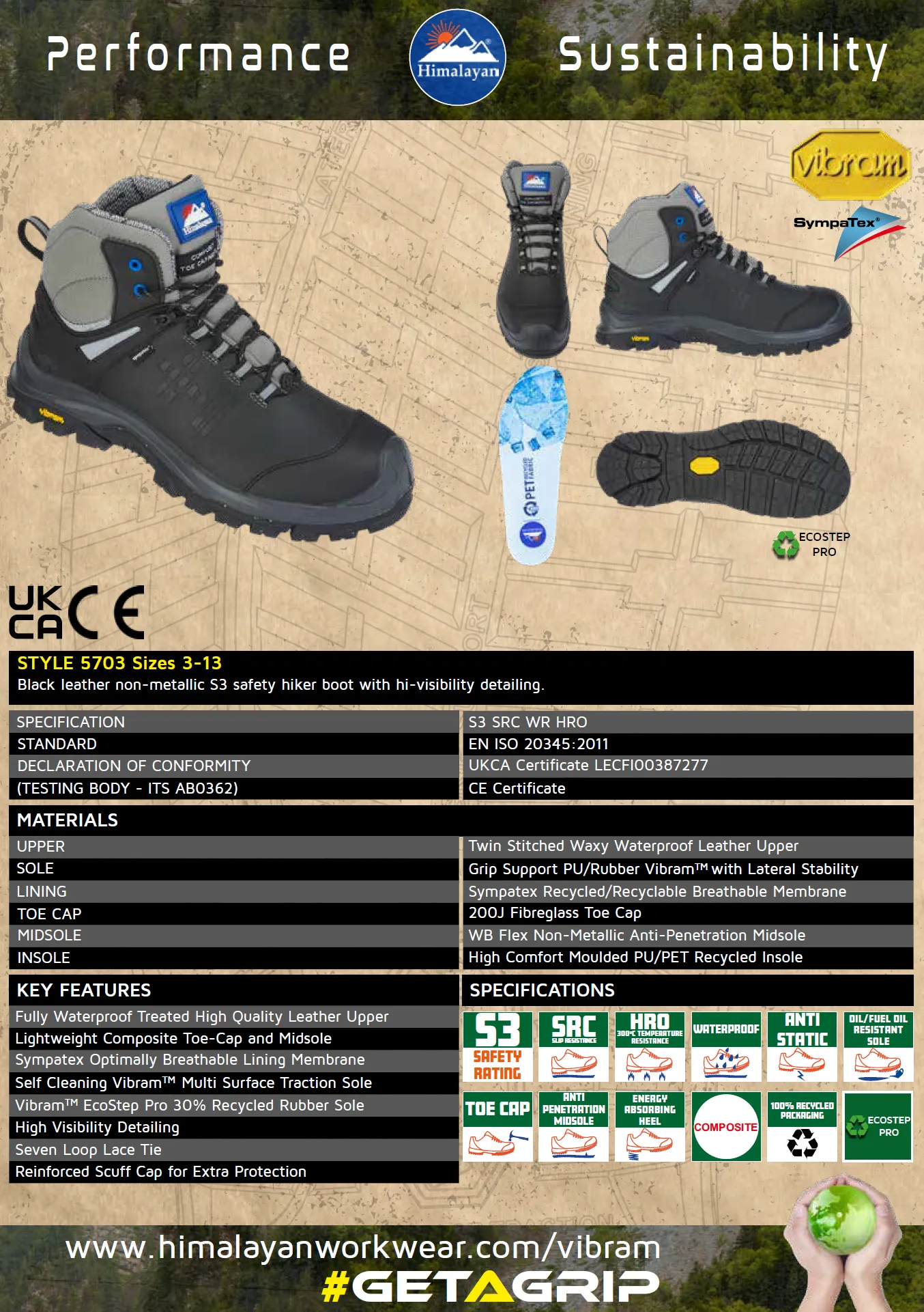 Himalayan Vibram 5703 Composite, Waterproof Black Safety Boot